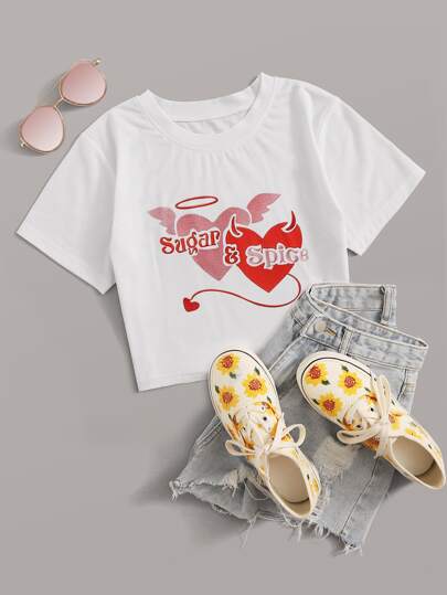 Weiss Buchstaben  Lässig T-Shirts