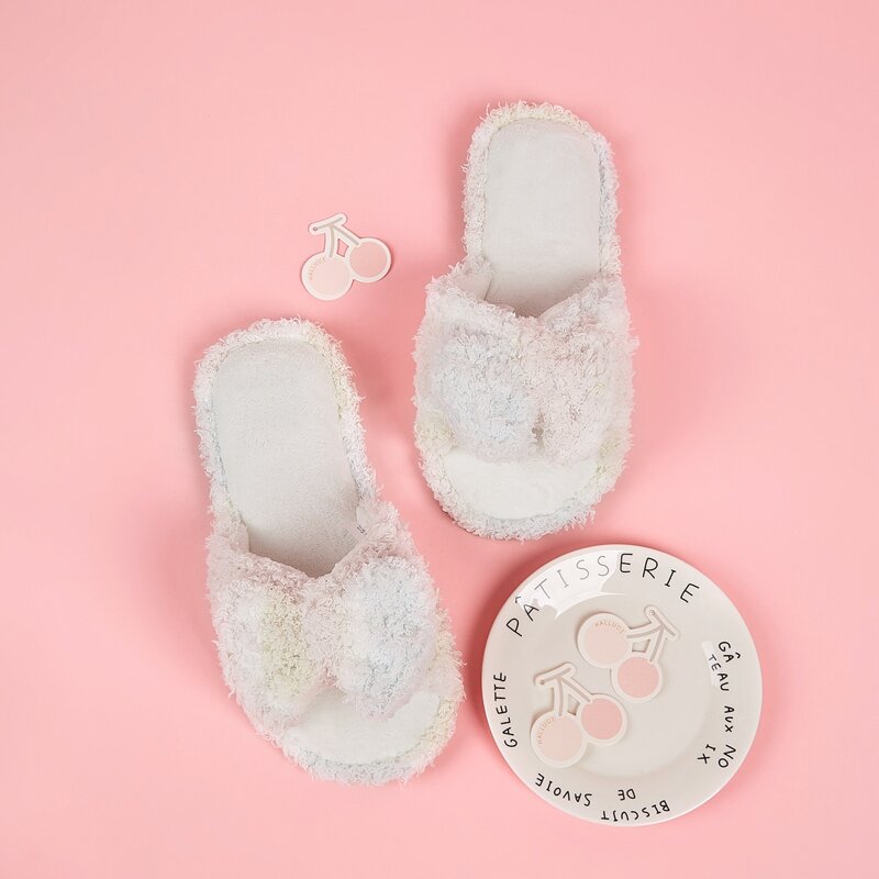 

Bow Decor Open Toe Slippers, Pink