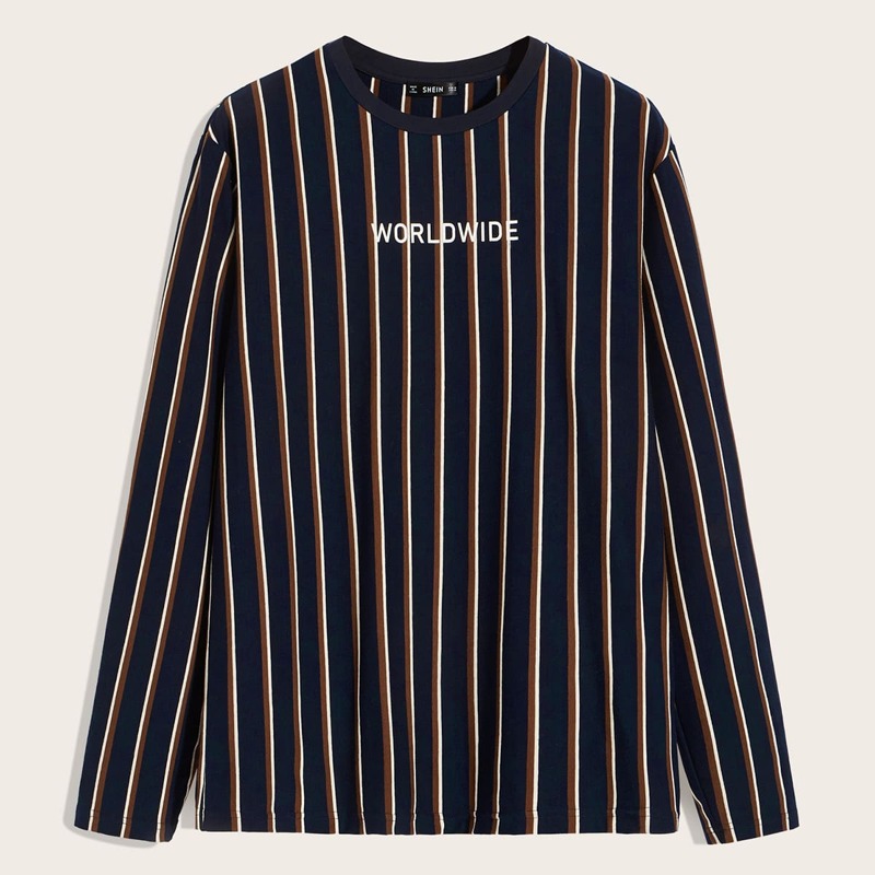 

Guys Letter Graphic Striped Tee, Multicolor