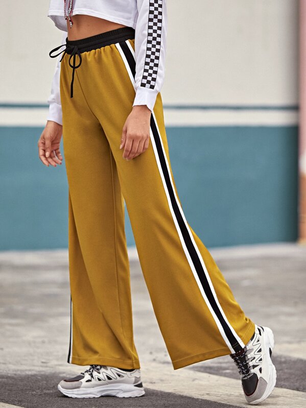 

Contrast Tape Wide Leg Pants, Yellow, Gigi