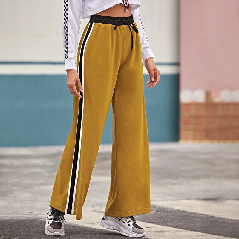 

Contrast Tape Wide Leg Pants, Yellow