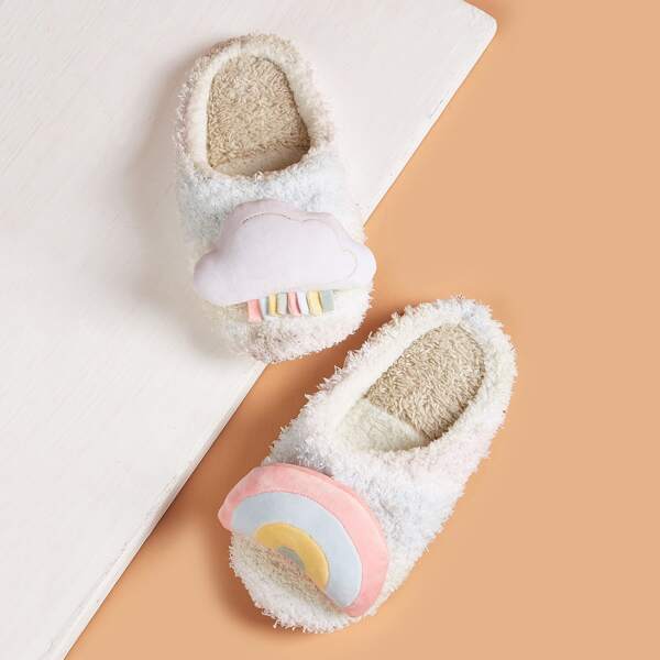 

Cloud Decor Fluffy Slippers, White