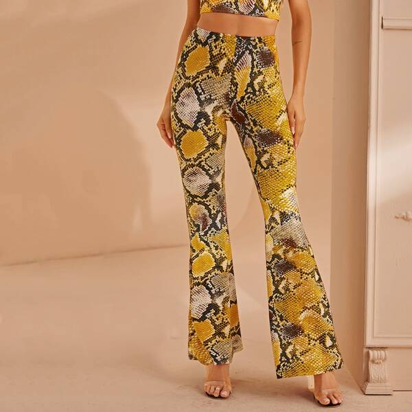 

Snakeskin Print Flare Leg Pants, Multicolor