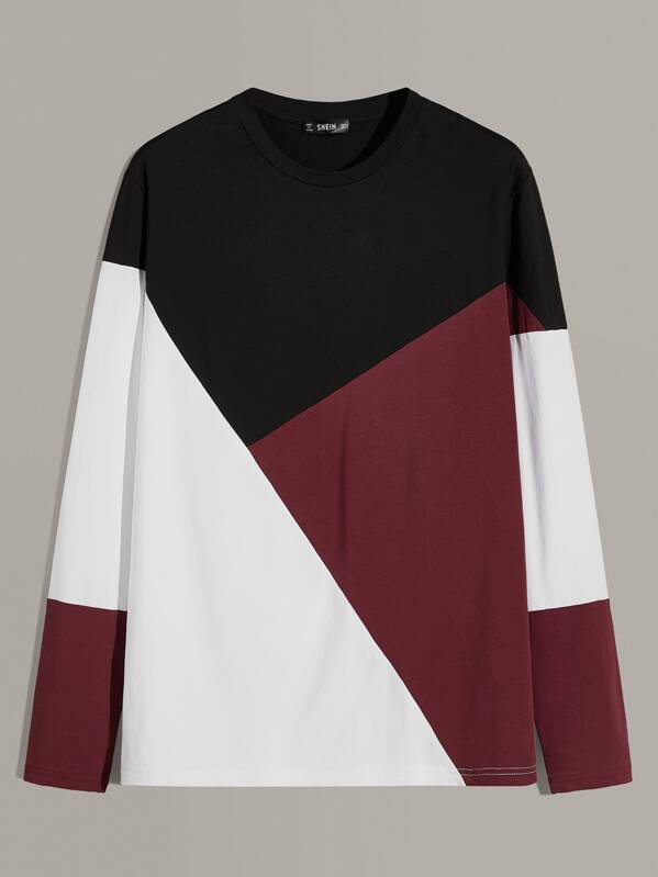 

Men Round Neck Colorblock Top, Multicolor