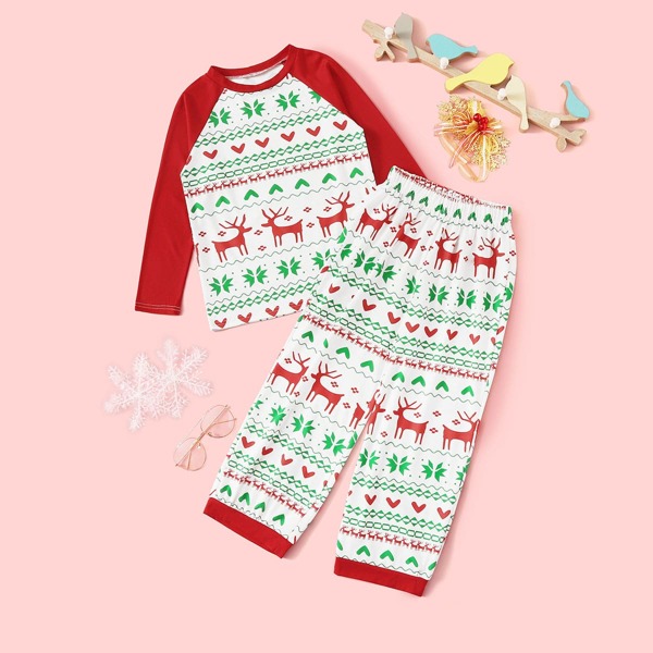 

Christmas Girls Cartoon Graphic PJ Set, Multicolor