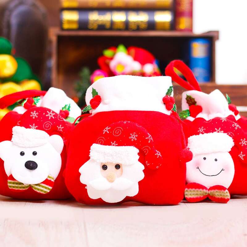 

1pc Christmas Drawstring Gift Bag, Red