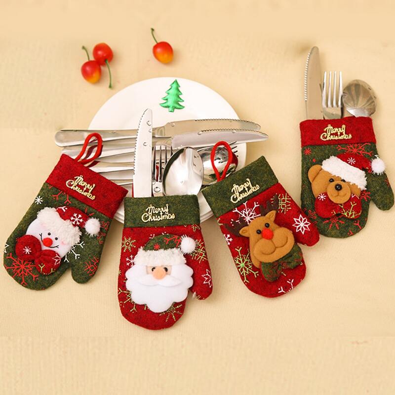 

1pc Christmas Cutlery Holder, Multicolor