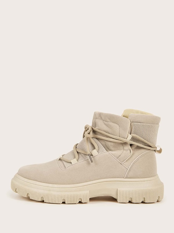 

Men Lace-up Front Ankle Boots, Beige