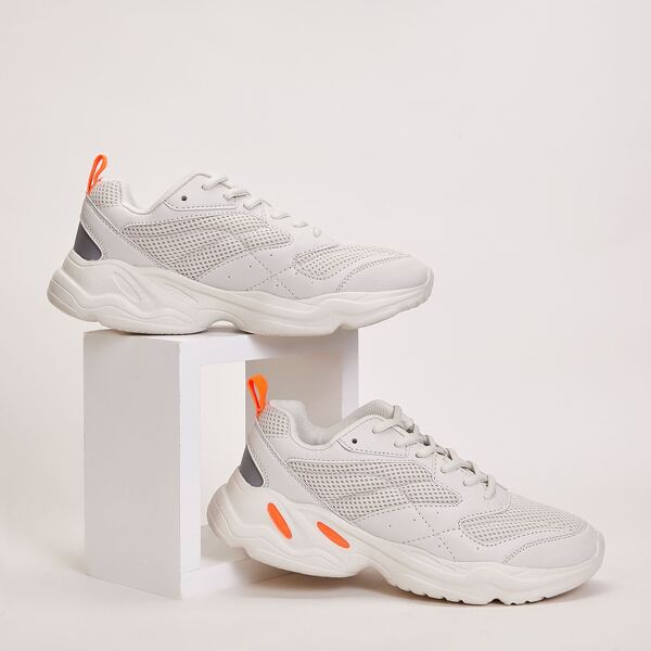 

Men Lace-up Front Chunky Sneakers, White