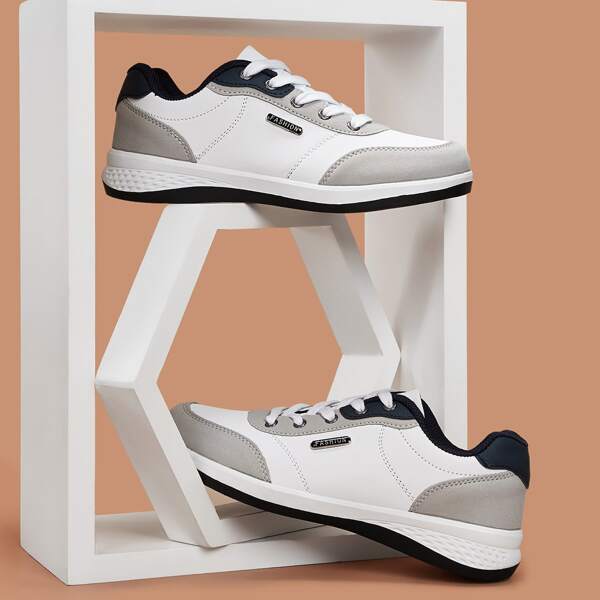 

Men Letter Graphic Lace-up Sneakers, White