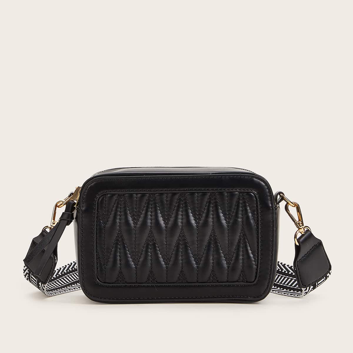 

Quilted Crossbody Bag, Black