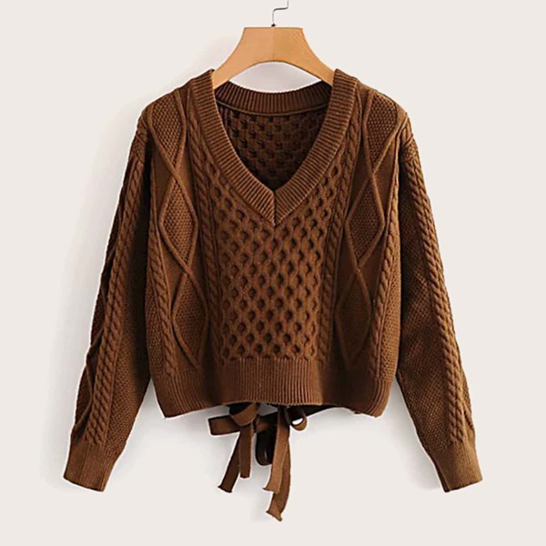 

Tie Back Cable Knit Jumper