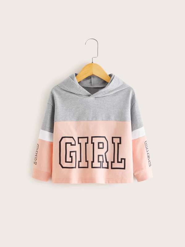 

Toddler Girls Color-block Letter Graphic Hoodie, Multicolor