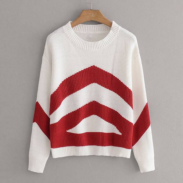 

Chevron Print Rib-Knit Jumper, Multicolor