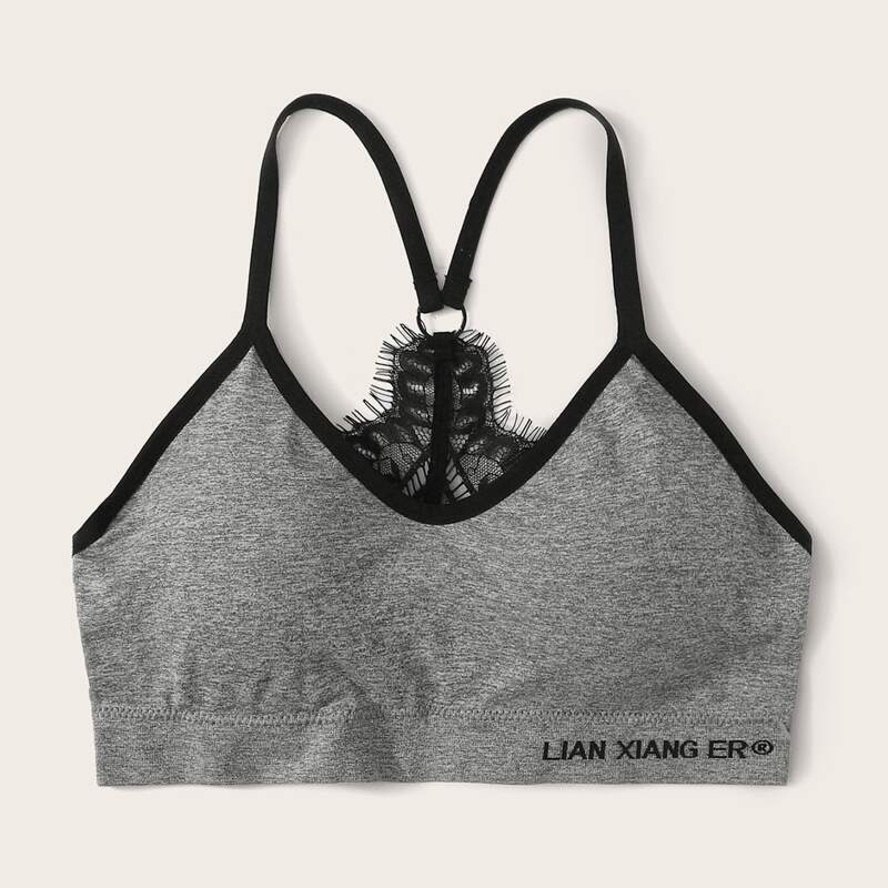 

Contrast Lace Bralette, Grey