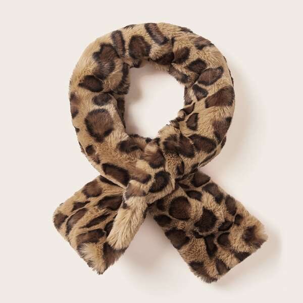 

Leopard Fluffy Scarf, Multicolor