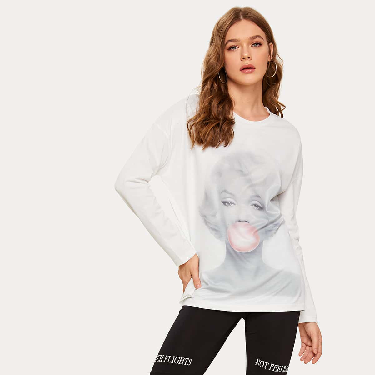 

Figure Graphic Long Sleeve Tee, White