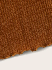 SHEIN EZwear Lettuce Trim Rib-knit Crop Tee