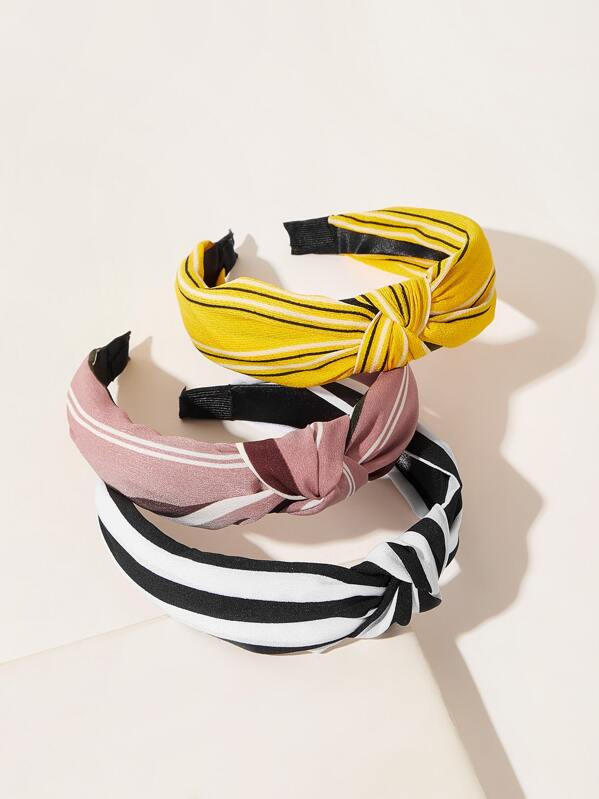 

3pcs Striped Print Headband, Multicolor