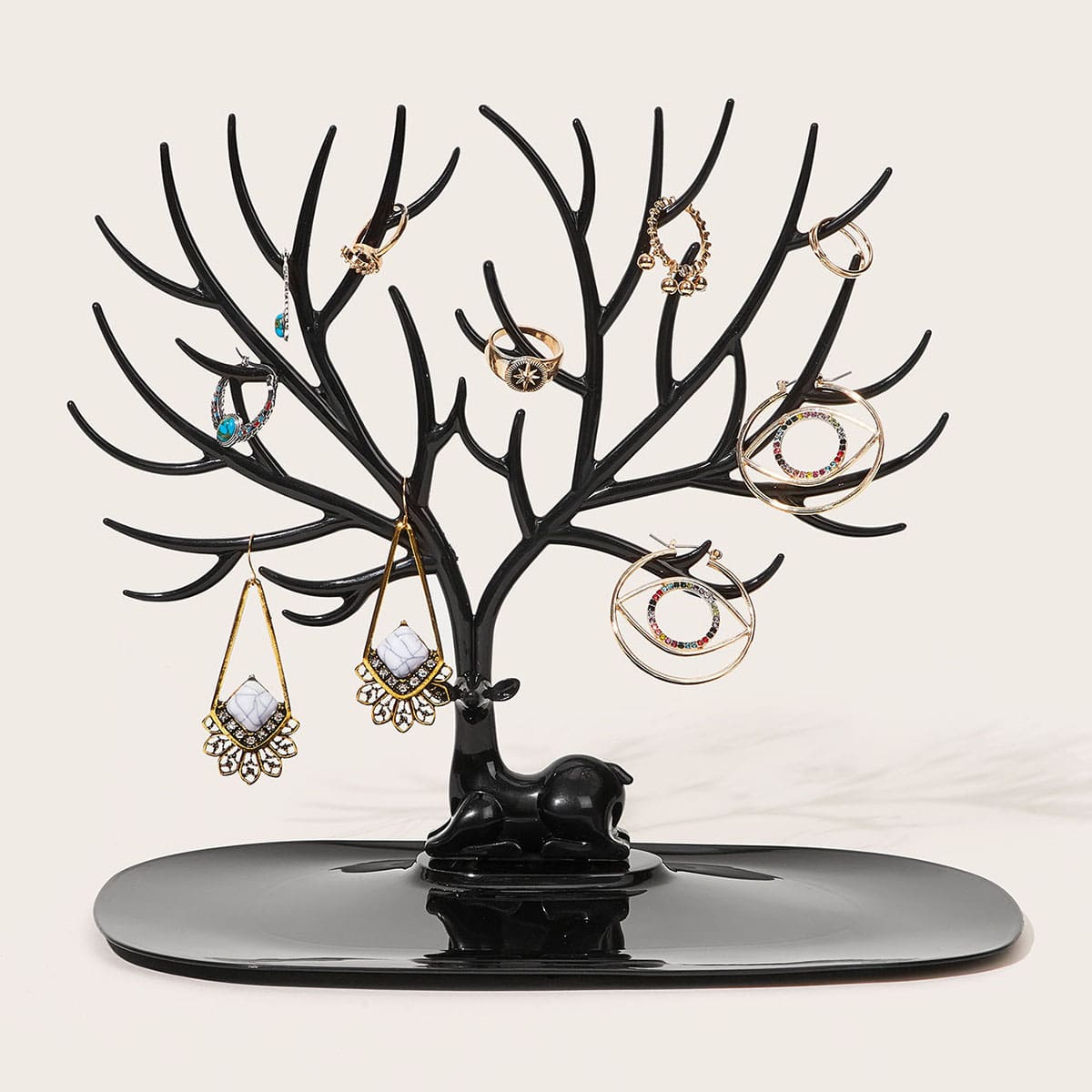

1pc Deer Design Jewelry Storage Rack, Black