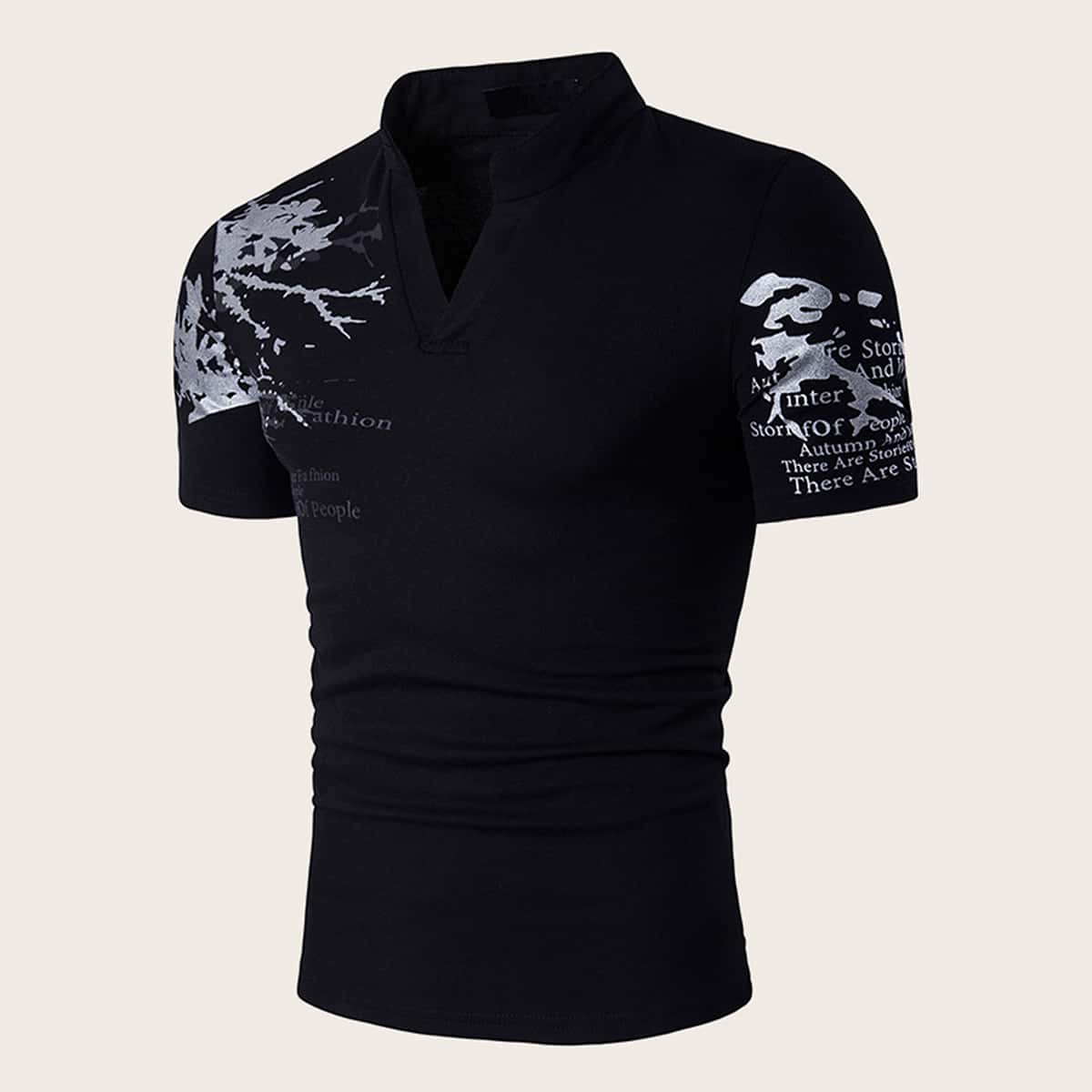 

Guys Letter Graphic Polo Shirt, Black