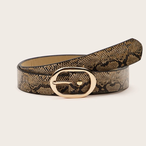 

Snakeskin Pattern Buckle Belt, Multicolor