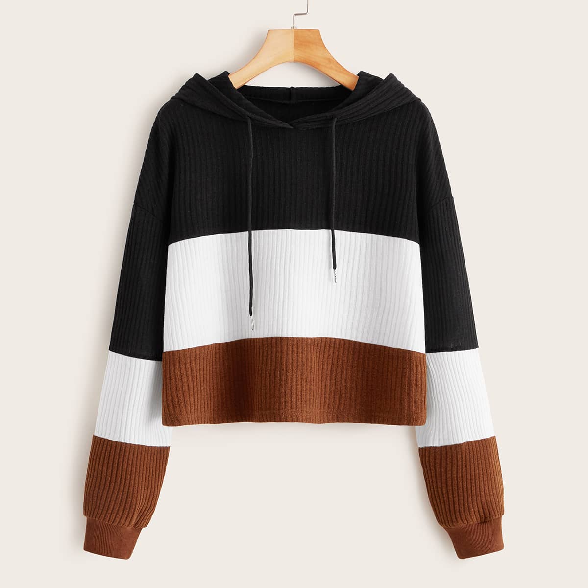 

Cut And Sew Panel Drawstring Hoodie, Multicolor