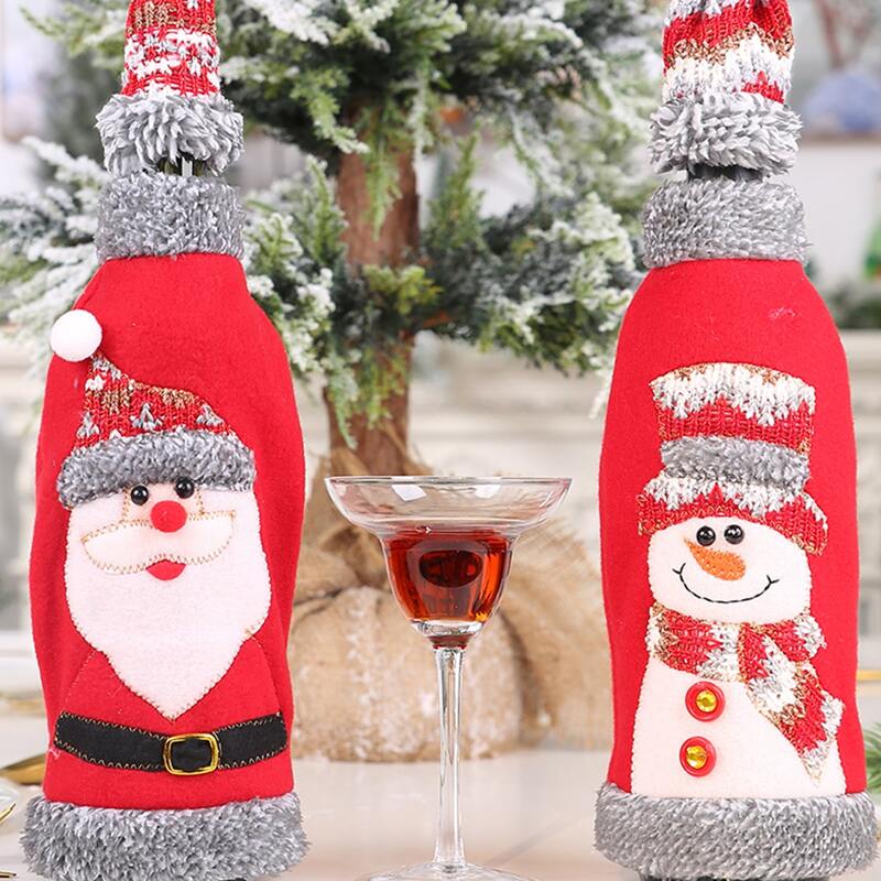 

1pc Christmas Wine Bottle Cover, Red