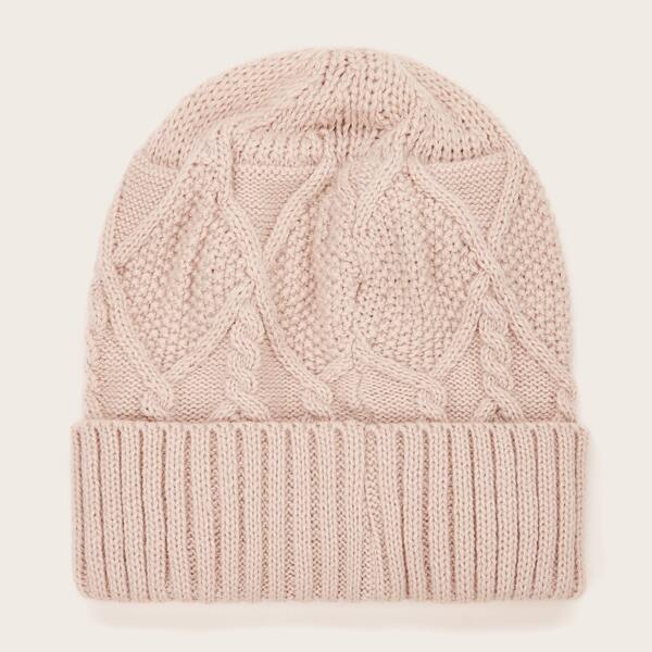 

Braided Knit Beanie, Pink