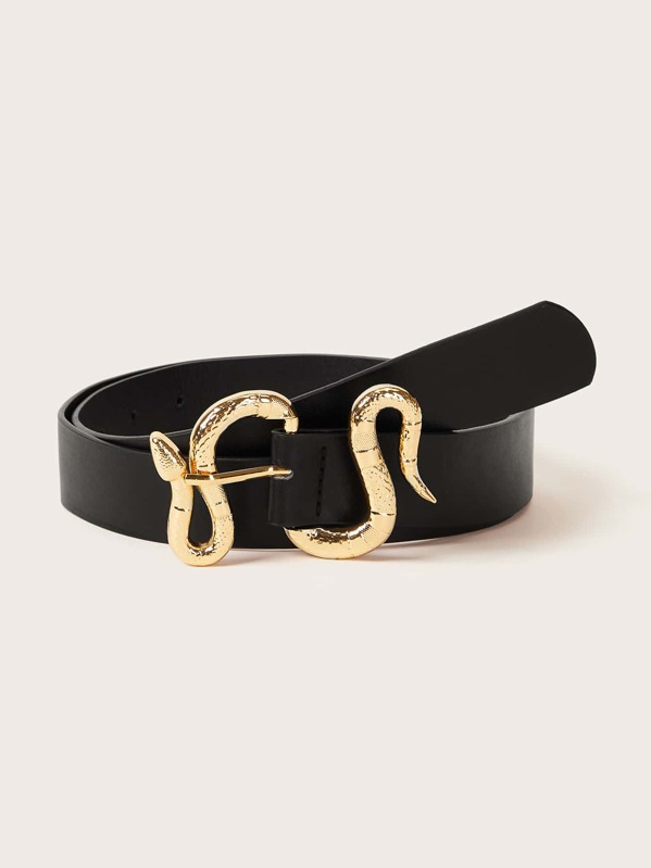 

Serpentine Buckle Belt, Black
