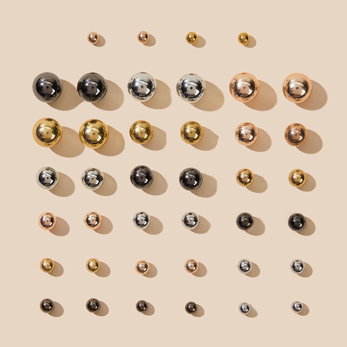 

20pairs Ball Stud Earrings, Multicolor