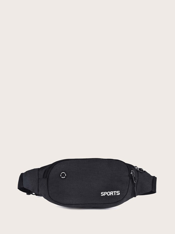 

Men Letter Graphic Fanny Pack, Black