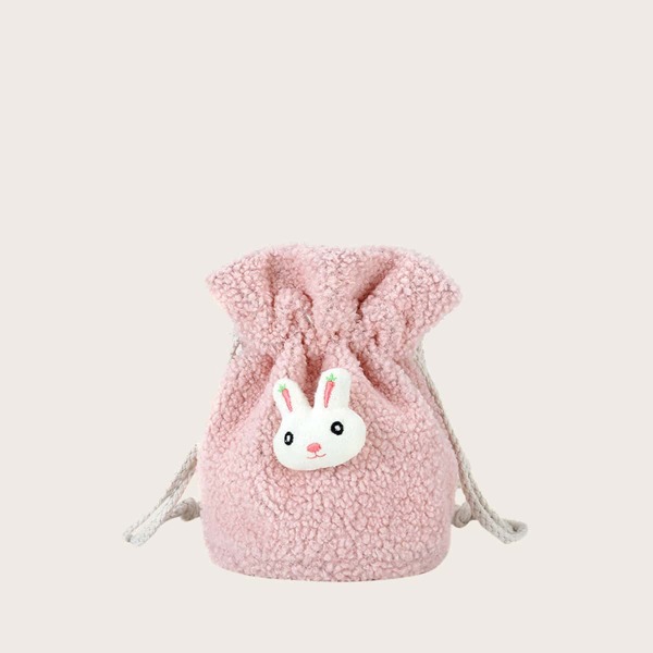 

Girls Rabbit Decor Drawstring Crossbody Bag, Pink