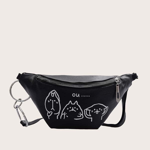 

Kids Cartoon Graphic Fanny Pack, Black