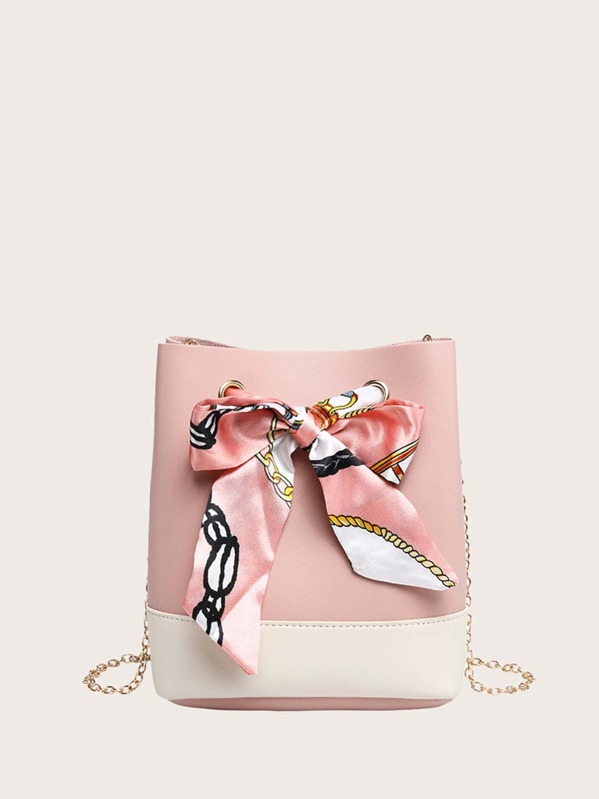 

Girls Twilly Scarf Chain Crossbody Bag, Pink