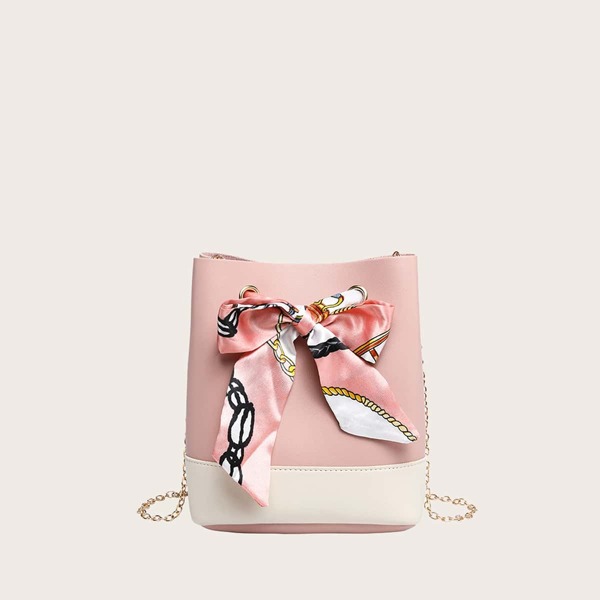 

Girls Twilly Scarf Chain Crossbody Bag, Pink