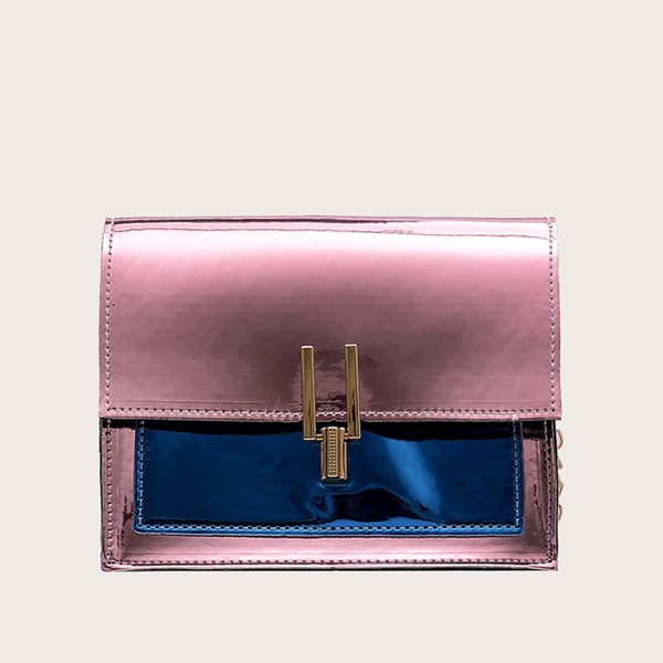 

Girls Two Tone PUsh Lock Chain Bag, Multicolor