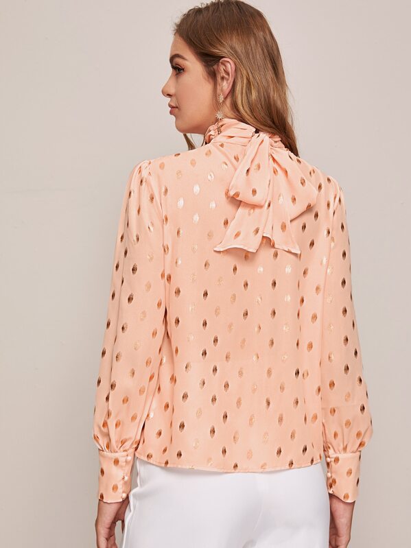 

Tie Back Gold Dot Print Top, Pink, Luiza