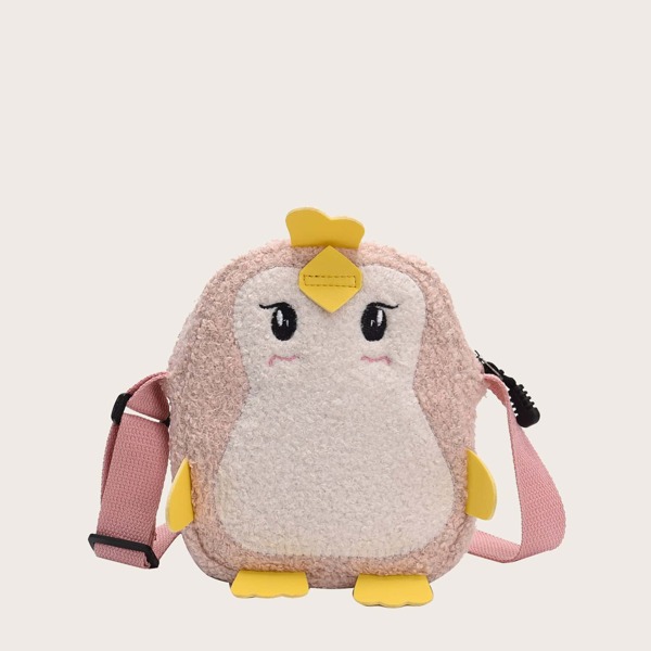 

Girls Penguin Design Fluffy Crossbody Bag, Pink