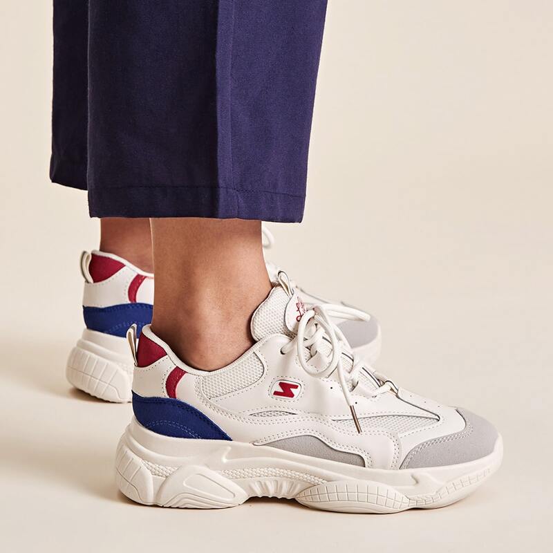 

Color Block Letter Graphic Lace-up Chunky Sneakers, Multicolor