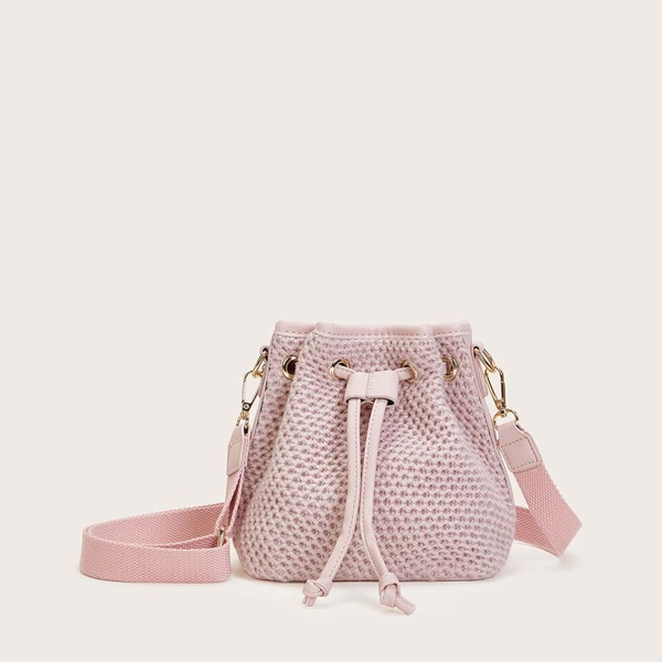 

Bucket Bag With Drawstring, Pink
