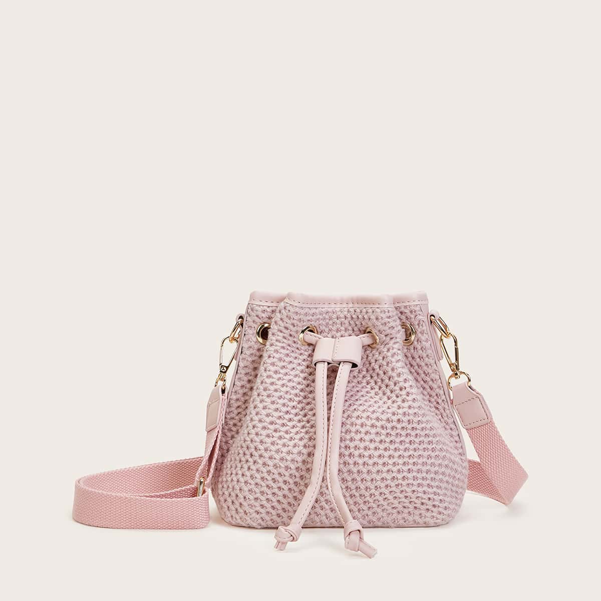 

Bucket Bag With Drawstring, Pink