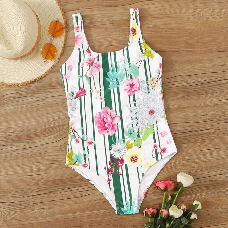 

Floral Random Print One Piece Swimwear, Multicolor