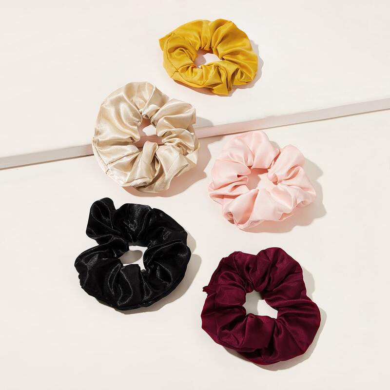 

5pcs Solid Velvet Scrunchie, Multicolor