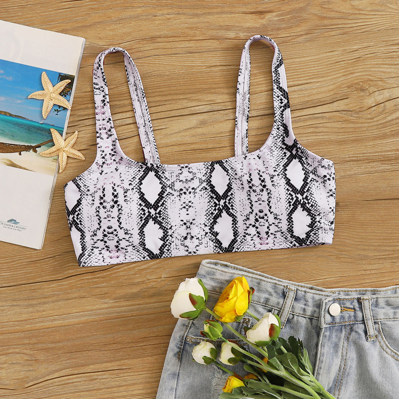 

Snakeskin Bikini Top, Black and white
