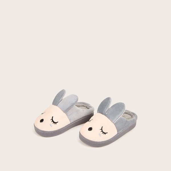 

Toddler Girls Rabbit Design Fluffy Slippers, Grey