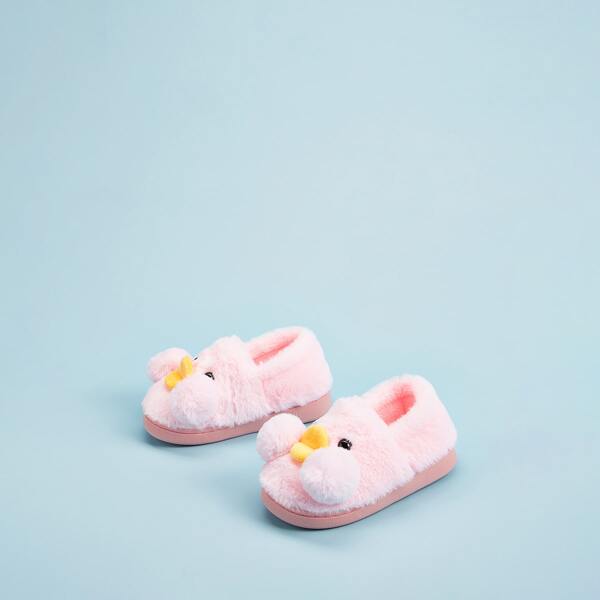 

Toddler Girls Duck Design Fluffy Slippers, Pink