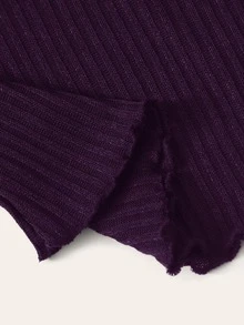 SHEIN Qutie 生菜邊羅紋針織t恤 - 紫色 - 查看 5