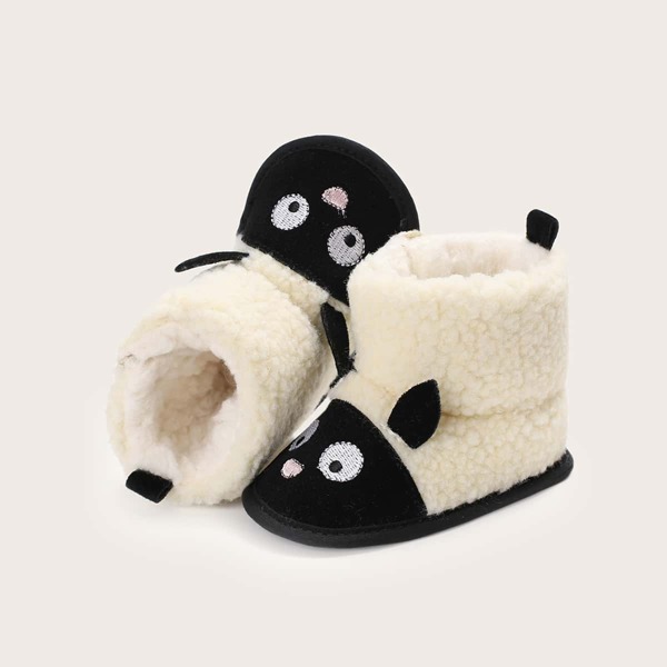 

Baby Girl Cartoon Design Fluffy Boots, Black and white