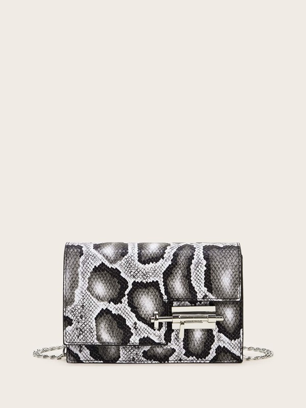 

Snakeskin Chain Crossbody Bag, Multicolor